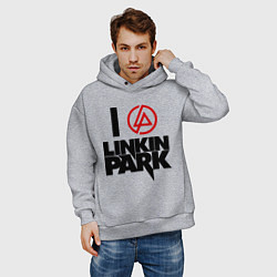 Толстовка оверсайз мужская I love Linkin Park, цвет: меланж — фото 2