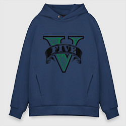 Толстовка оверсайз мужская GTA V: Logo, цвет: тёмно-синий
