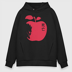 Толстовка оверсайз мужская Тетрадь Смерти - Рюк и яблоко, цвет: черный