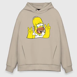 Толстовка оверсайз мужская Homer Ahegao, цвет: миндальный