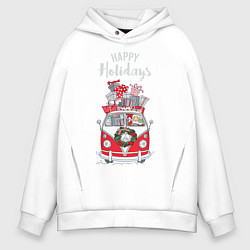 Толстовка оверсайз мужская Happy holiday, цвет: белый