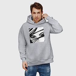 Толстовка оверсайз мужская Sad eyes, цвет: меланж — фото 2