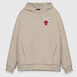 Толстовка оверсайз мужская CHICAGO BULLS НА СПИНЕ, цвет: миндальный