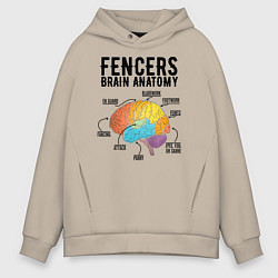 Толстовка оверсайз мужская Fences Brain Anatomy, цвет: миндальный