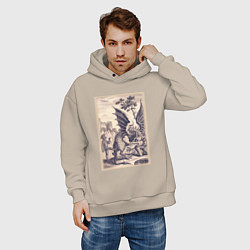 Толстовка оверсайз мужская Рыцарь, пинающий Дракона баллада о рыцаре Джоне Ла, цвет: миндальный — фото 2