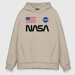 Толстовка оверсайз мужская NASA НАСА, цвет: миндальный