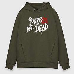 Толстовка оверсайз мужская Punks not dead, цвет: хаки