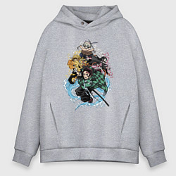 Толстовка оверсайз мужская KIMETSU NO YAIBA, цвет: меланж