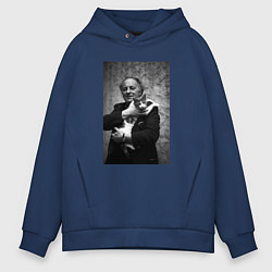 Толстовка оверсайз мужская Бродский и кот, цвет: тёмно-синий