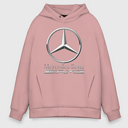 Толстовка оверсайз мужская MERCEDES-BENZ AMG, цвет: пыльно-розовый