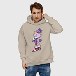 Толстовка оверсайз мужская SONIC Кошка Блейз, цвет: миндальный — фото 2