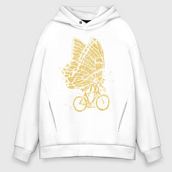 Толстовка оверсайз мужская Бабочка на велосипеде, цвет: белый