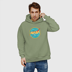 Толстовка оверсайз мужская NASA винтажный логотип, цвет: авокадо — фото 2
