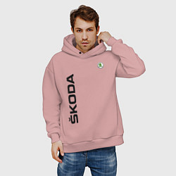 Толстовка оверсайз мужская Skoda, цвет: пыльно-розовый — фото 2