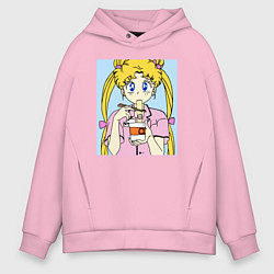 Толстовка оверсайз мужская Sailor Moon Usagi Tsukino, цвет: светло-розовый