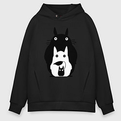 Толстовка оверсайз мужская Тоторо, цвет: черный