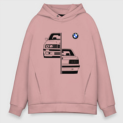 Толстовка оверсайз мужская BMW БМВ Z, цвет: пыльно-розовый