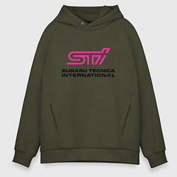 Толстовка оверсайз мужская SUBARU STI Z, цвет: хаки