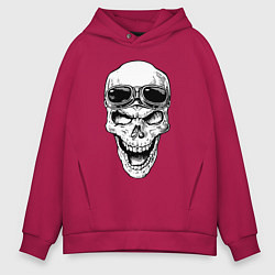 Толстовка оверсайз мужская Skull and glasses, цвет: маджента