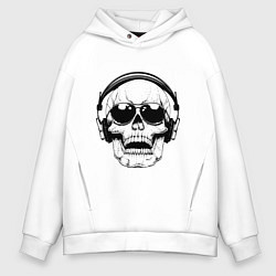 Толстовка оверсайз мужская Skull Music lover, цвет: белый