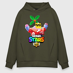 Толстовка оверсайз мужская BRAWL STARS SPROUT TROPICAL, цвет: хаки