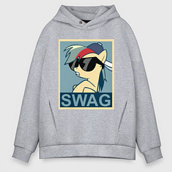 Толстовка оверсайз мужская Rainbow Dash swag, цвет: меланж