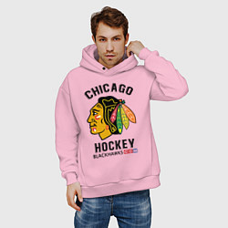 Толстовка оверсайз мужская CHICAGO BLACKHAWKS NHL, цвет: светло-розовый — фото 2