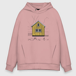 Толстовка оверсайз мужская Яркий домик Исландии, цвет: пыльно-розовый