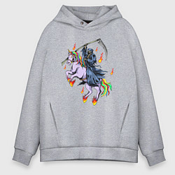 Толстовка оверсайз мужская Смерть на единороге, цвет: меланж