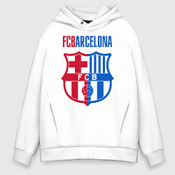 Толстовка оверсайз мужская Barcelona FC, цвет: белый