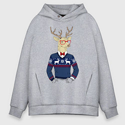 Толстовка оверсайз мужская Hipster Deer, цвет: меланж