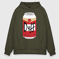 Толстовка оверсайз мужская Duff Beer, цвет: хаки