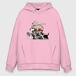 Толстовка оверсайз мужская One Punch Man, цвет: светло-розовый