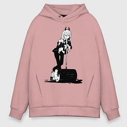 Толстовка оверсайз мужская Человек бензопила Пауэр, цвет: пыльно-розовый