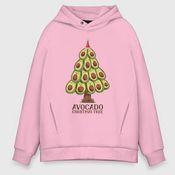 Толстовка оверсайз мужская Avocado Christmas Tree, цвет: светло-розовый