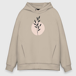 Толстовка оверсайз мужская Flowers, цвет: миндальный