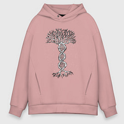 Толстовка оверсайз мужская ДНК Дерево DNA Tree, цвет: пыльно-розовый