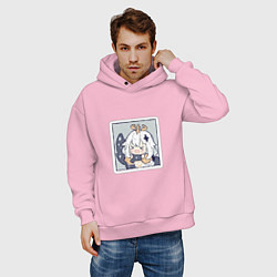 Толстовка оверсайз мужская Паймон, цвет: светло-розовый — фото 2