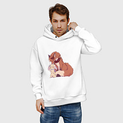 Толстовка оверсайз мужская Лис и зайка, цвет: белый — фото 2