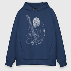 Толстовка оверсайз мужская Курт Кобейн Арт 05, цвет: тёмно-синий