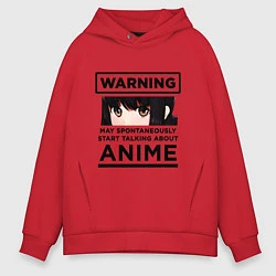 Толстовка оверсайз мужская Warning ANIME, цвет: красный