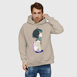 Толстовка оверсайз мужская Сяо, цвет: миндальный — фото 2