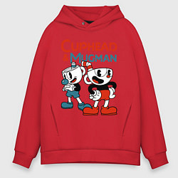 Толстовка оверсайз мужская Cuphead & Mugman, цвет: красный