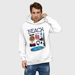 Толстовка оверсайз мужская Beach, цвет: белый — фото 2