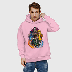 Толстовка оверсайз мужская КЛИНОК, РАССЕКАЮЩИЙ ДЕМОНОВ, цвет: светло-розовый — фото 2