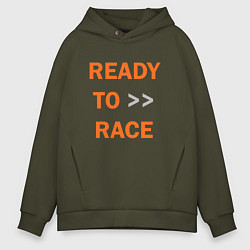 Толстовка оверсайз мужская KTM READY TO RACE спина Z, цвет: хаки