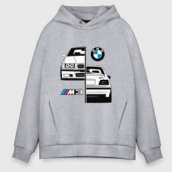 Толстовка оверсайз мужская BMW M3 E 36 БМВ М3 E 36, цвет: меланж