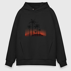 Толстовка оверсайз мужская Palm tree, цвет: черный