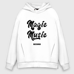 Толстовка оверсайз мужская Magic Music Record Black on White, цвет: белый