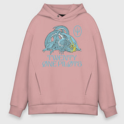 Толстовка оверсайз мужская Twenty one pilots SaI Дракон, цвет: пыльно-розовый